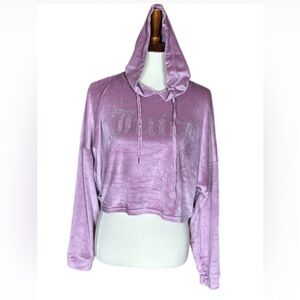 Juicy Couture Luxe velour bling hoodie Size Large Mauve Muse pink